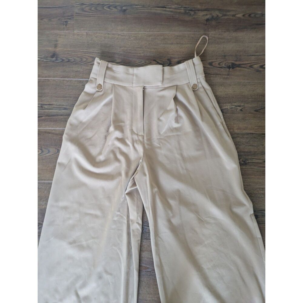Staud Ruth Pant 8 Camel Tan High Waist Wide Leg Pleated Soft Tailoring Trousers - Picture 4 of 8